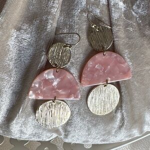 Pink and Gold Dangle Earrings
